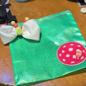 Pickle Ball Green and White Bow Accessory